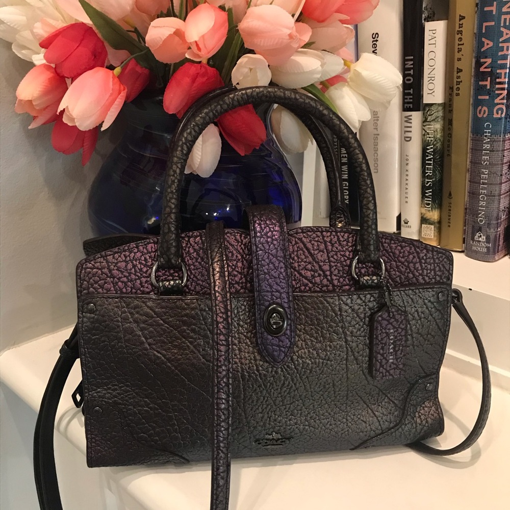 COACH Mercer Satchel 24 in Hologram Leather Purse